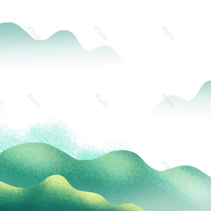 水墨图片,中国风元素,绿色山PNG,绿色元素免抠素材